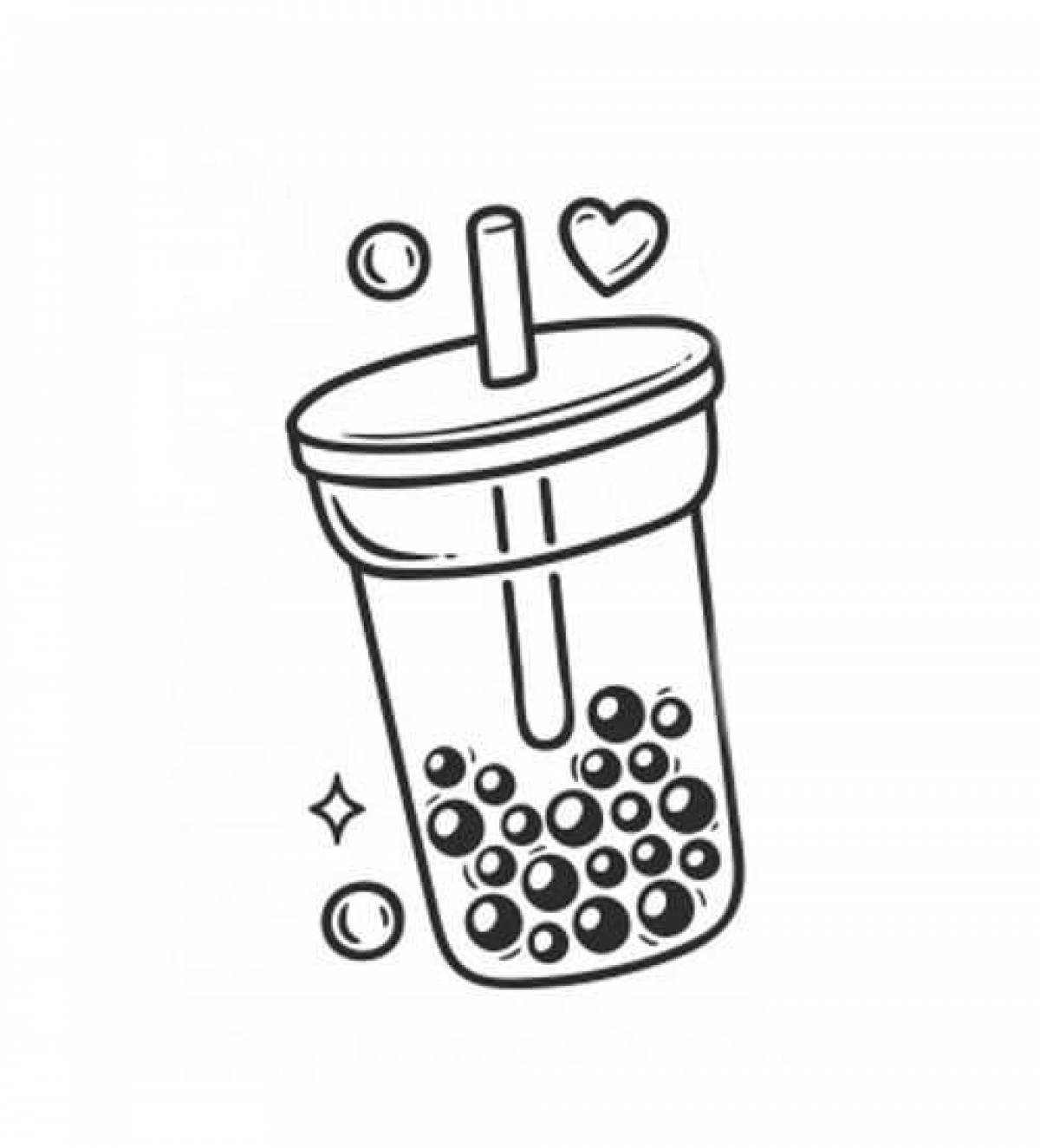 Glowing bubble tea coloring page