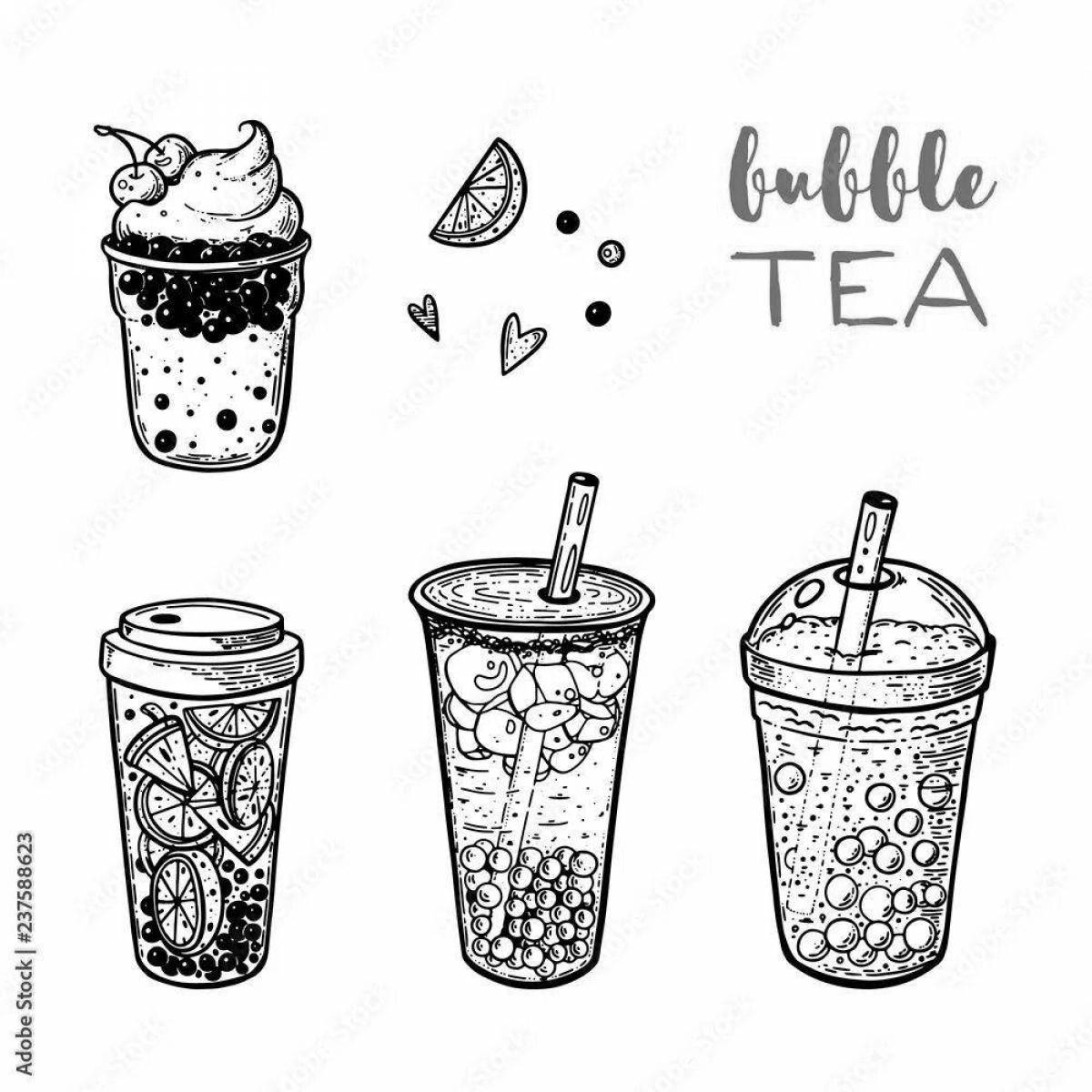 Sparkling bubble tea coloring page