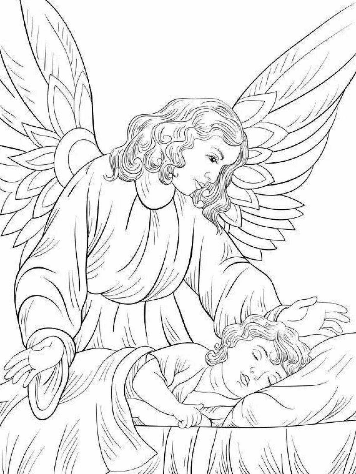 Coloring heavenly guardian angel