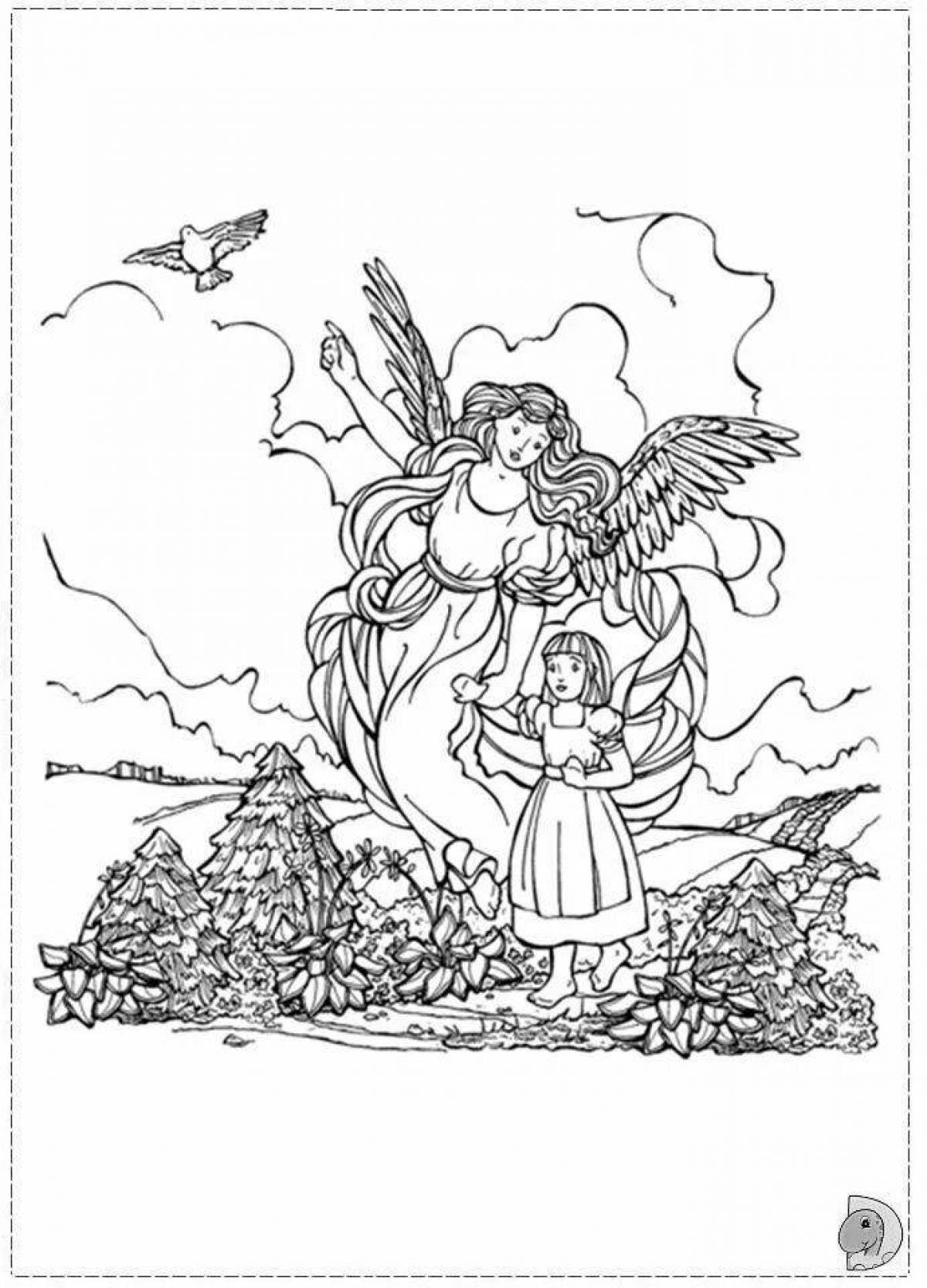 Beautiful guardian angel coloring page
