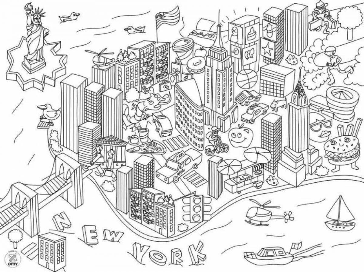 Charming new york coloring book