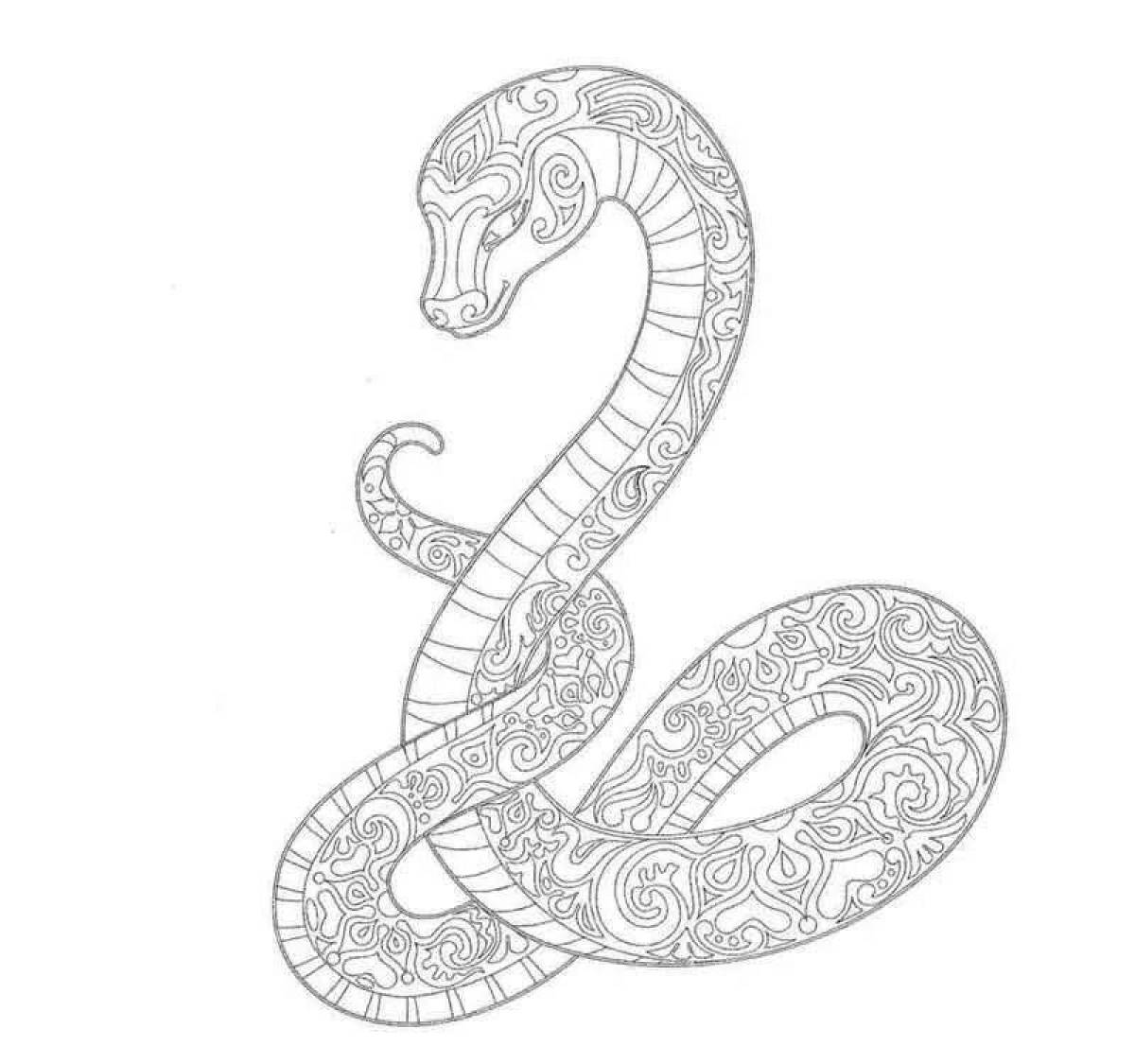 Креативная раскраска змея антистресс