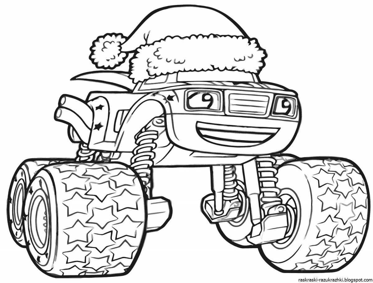 Colorful Christmas car coloring