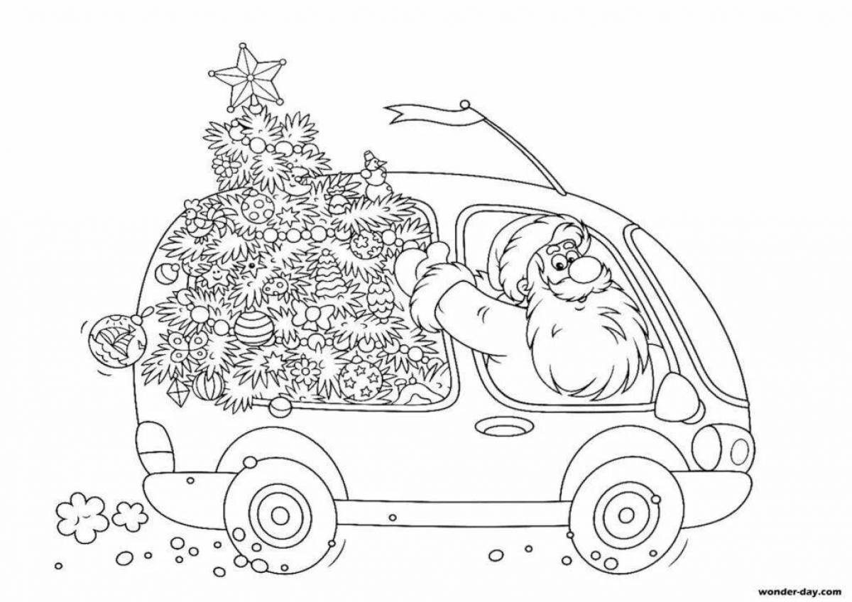 Glitter Christmas car coloring