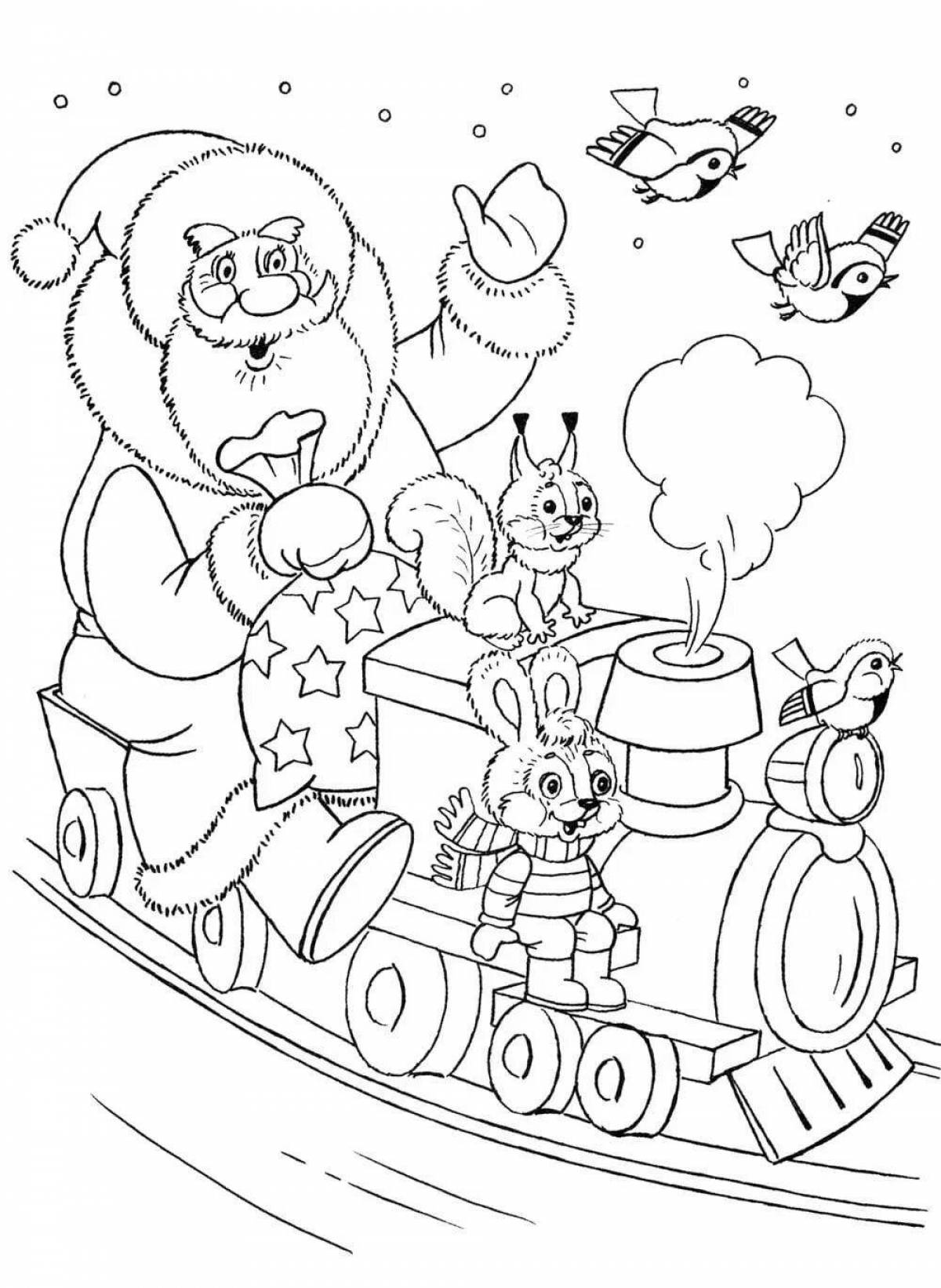 Sparkling Christmas car coloring page