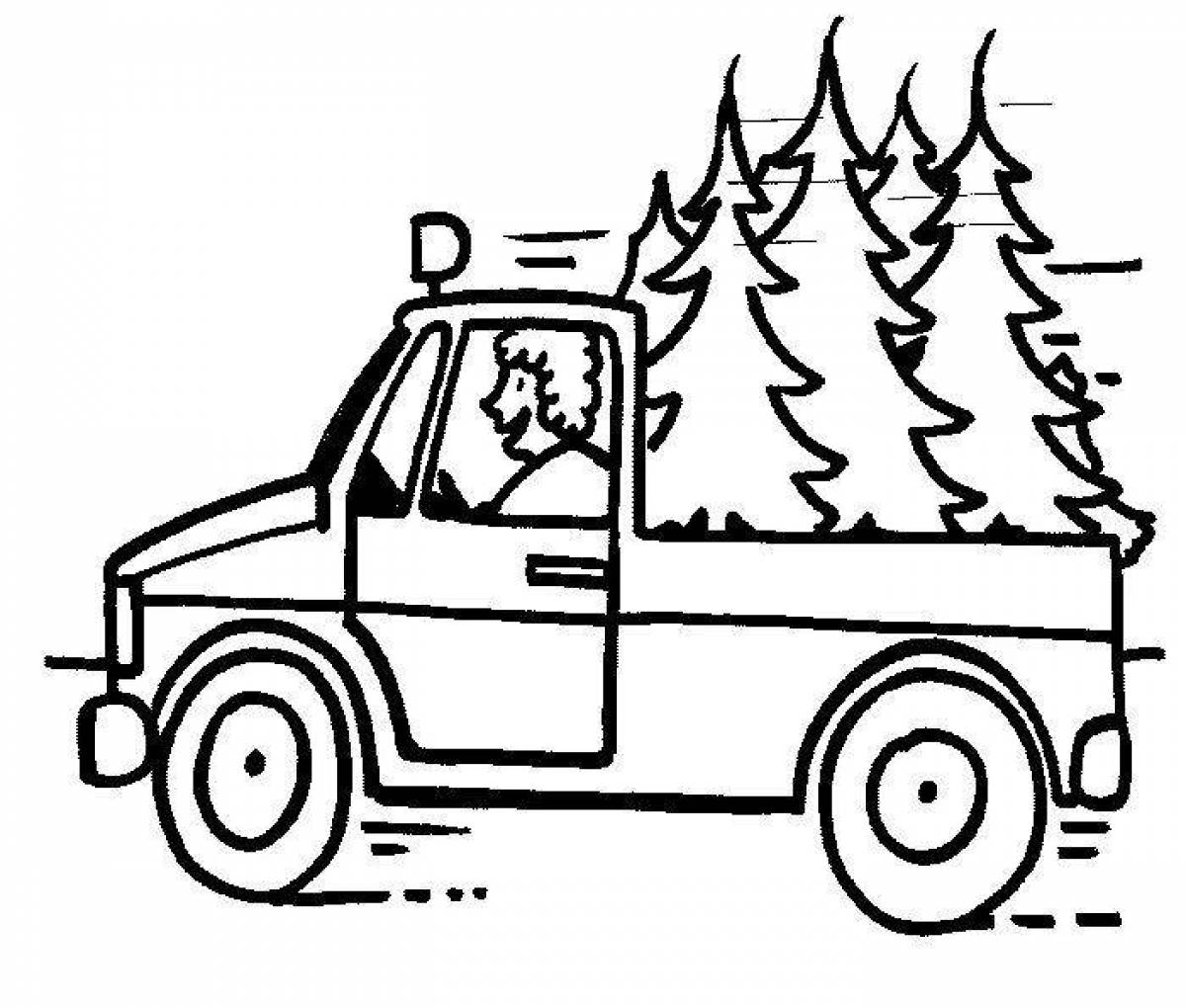 Merry Christmas car coloring page