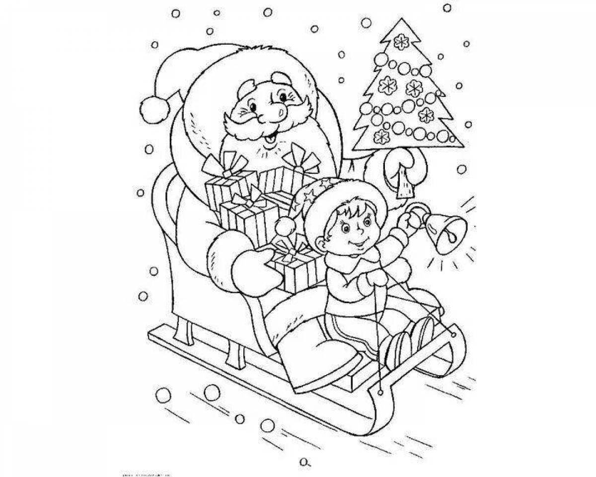 Coloring page playful christmas car