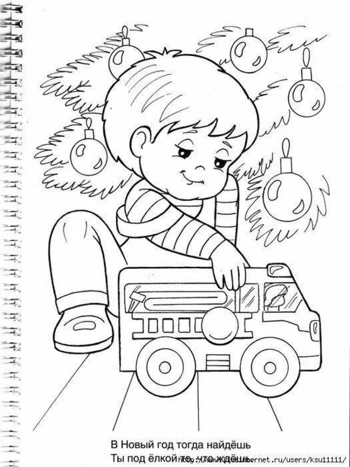 Fancy Christmas car coloring page