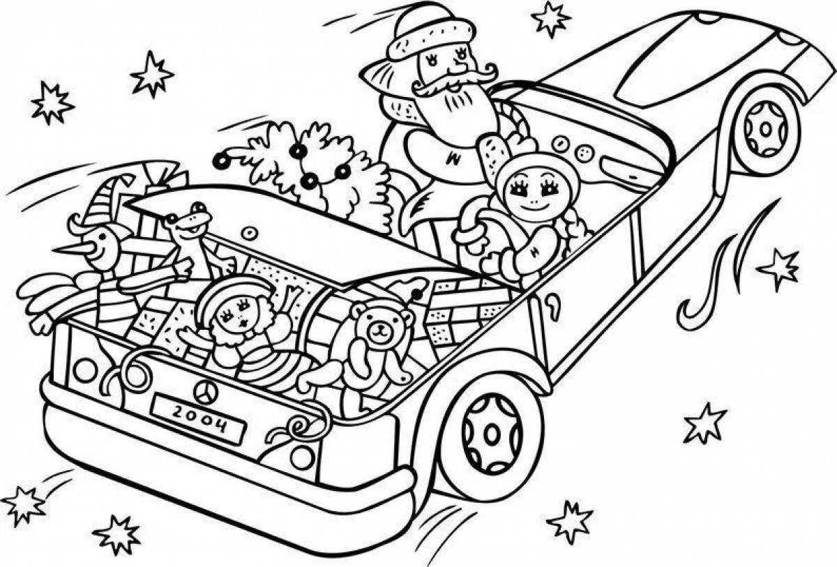 Merry Christmas car coloring