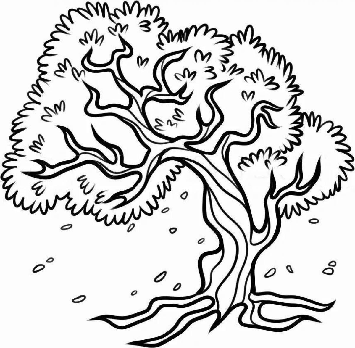 Раскраска экзотическое дерево сакуры