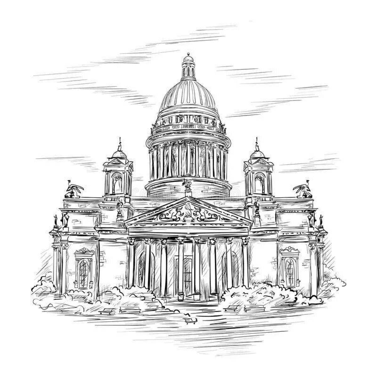 Exquisite St. Isaac's Cathedral coloring book