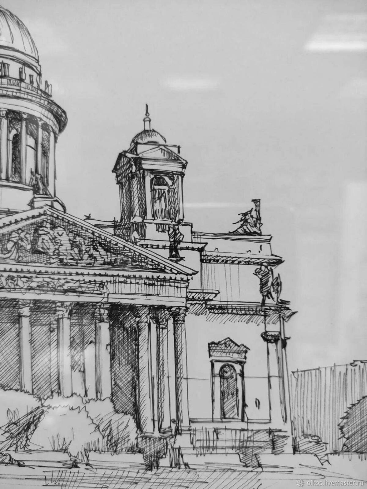 Coloring page luxurious St. Isaac's Cathedral