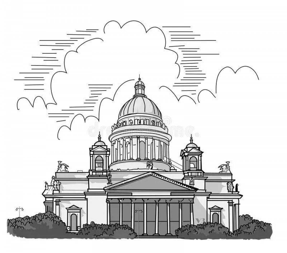 Coloring page of the grandiose St. Isaac's Cathedral