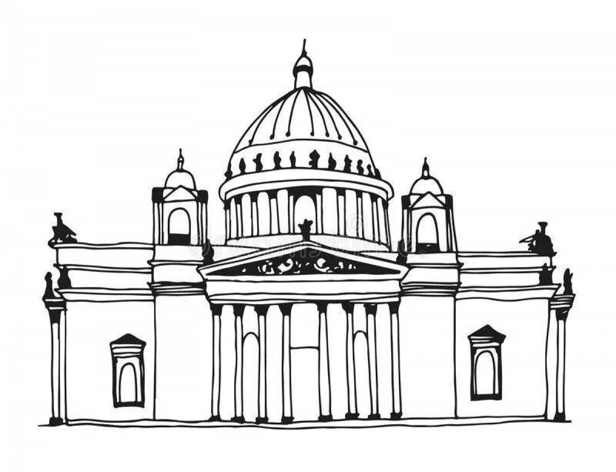 Brightly lit St. Isaac's Cathedral coloring book