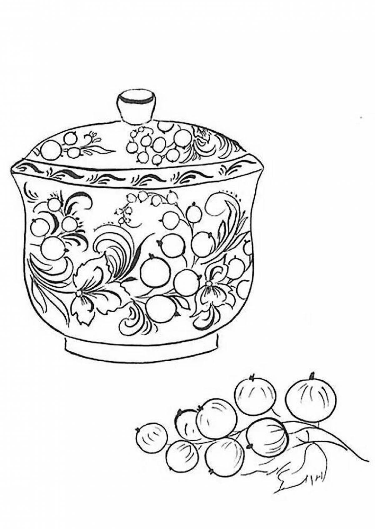 Coloring creative Khokhloma plate