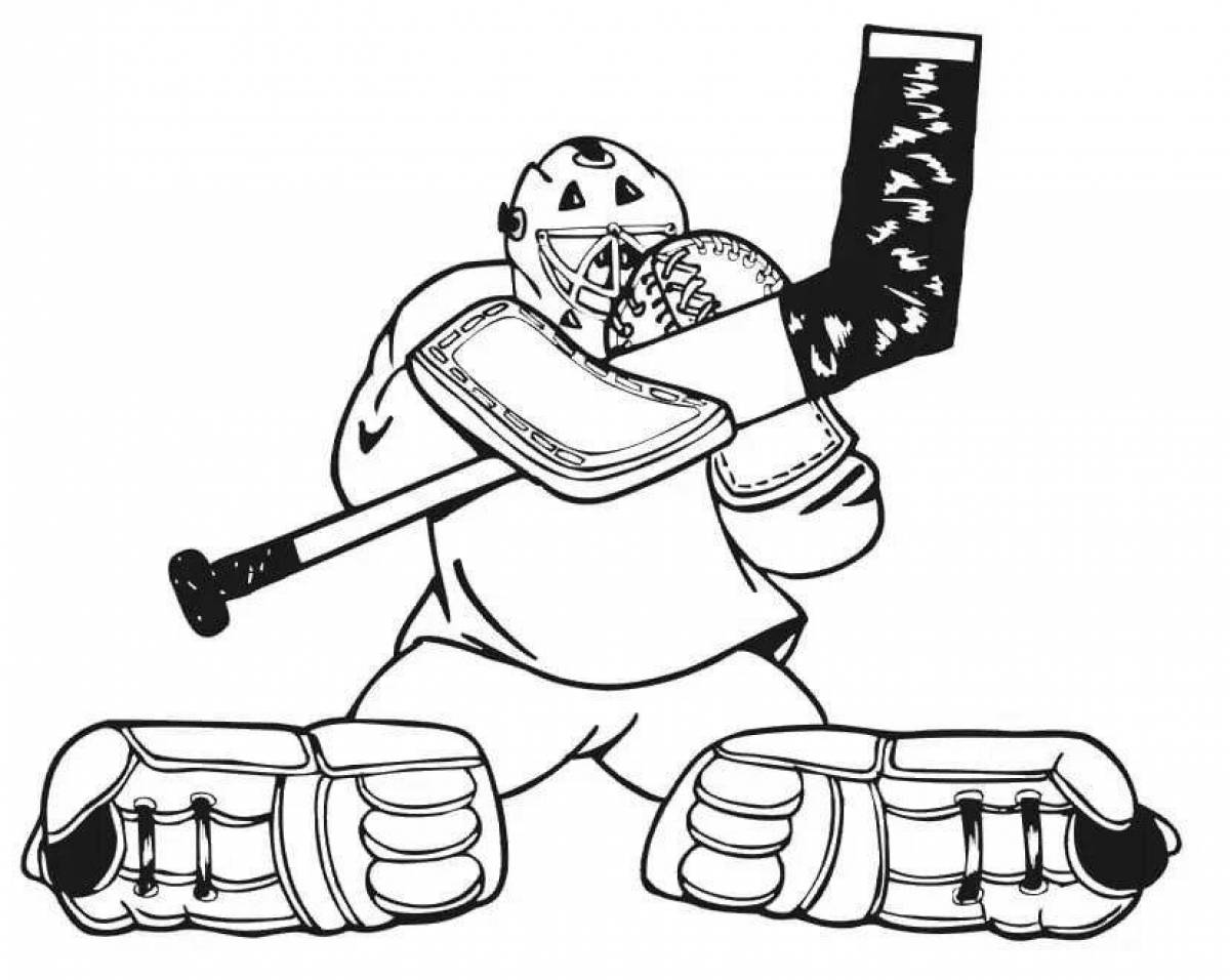 Coloring page funny hockey goalie