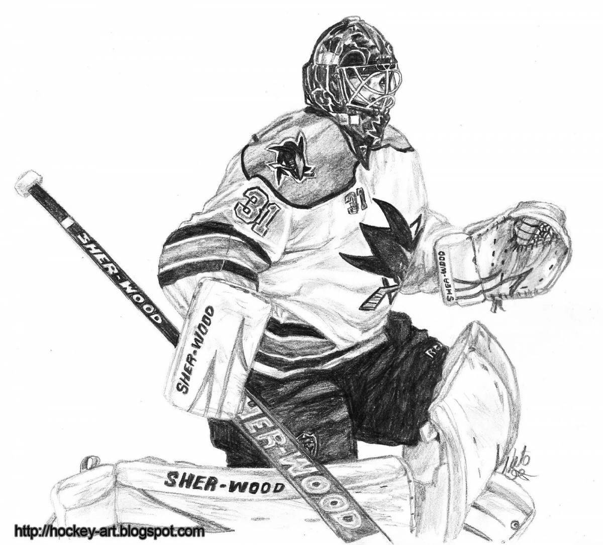 Раскраска «веселый хоккейный вратарь»
