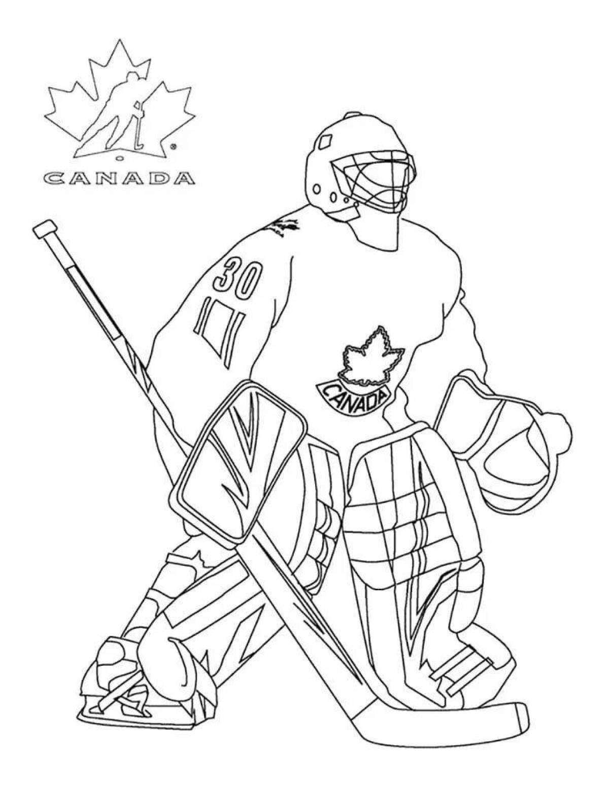 Hockey goalkeeper coloring page