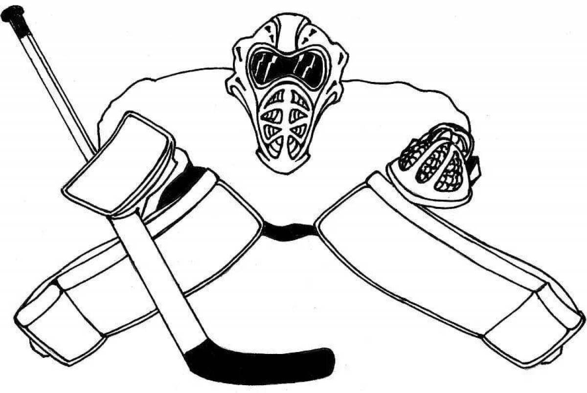 Coloring page for a mesmerizing hockey goalie