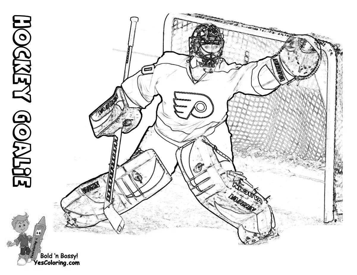 Интригующая страница раскраски хоккейного вратаря