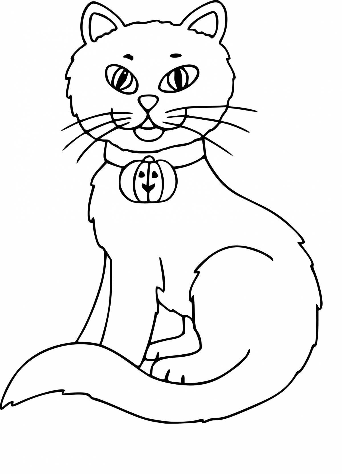 Naughty fold cat coloring page