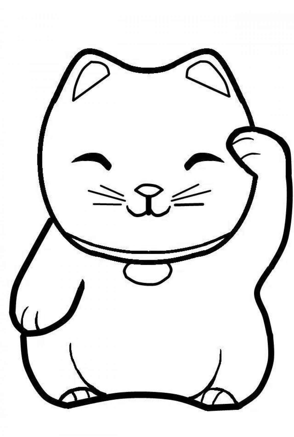Coloring book fluffy fold cat