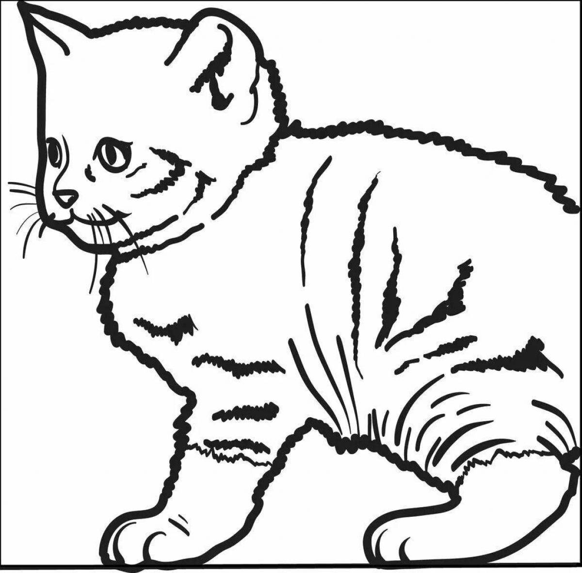 Happy fold cat coloring page
