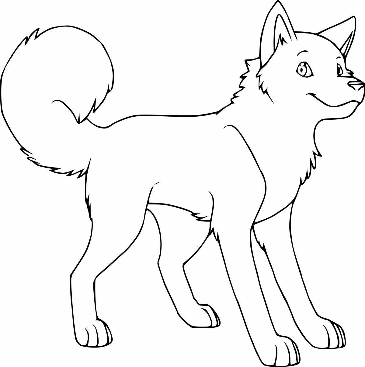Coloring page loving husky puppy