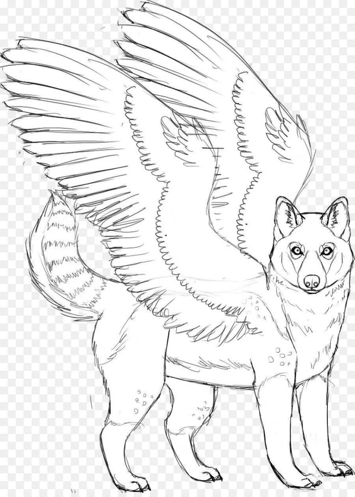 Coloring page bright husky puppy