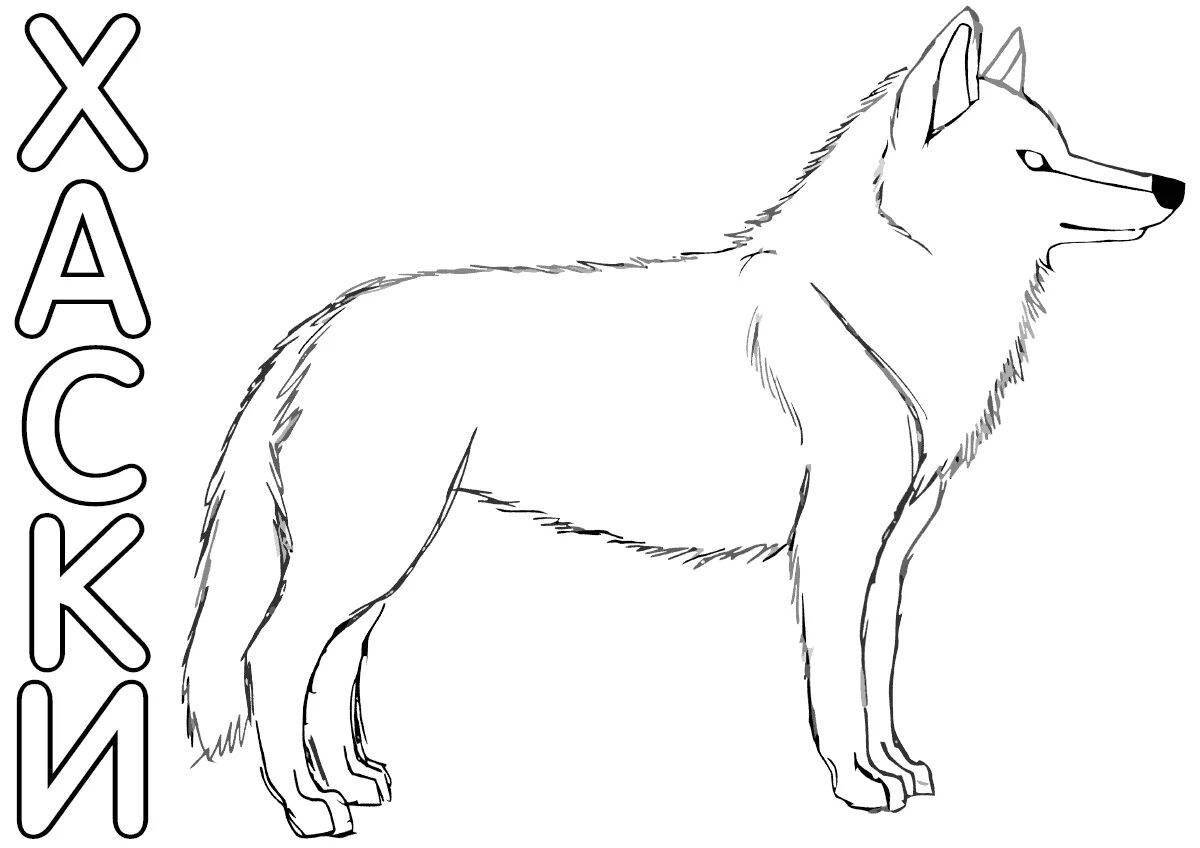Coloring page gentle husky puppy
