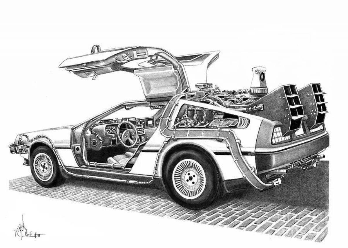 Gorgeous time machine coloring page