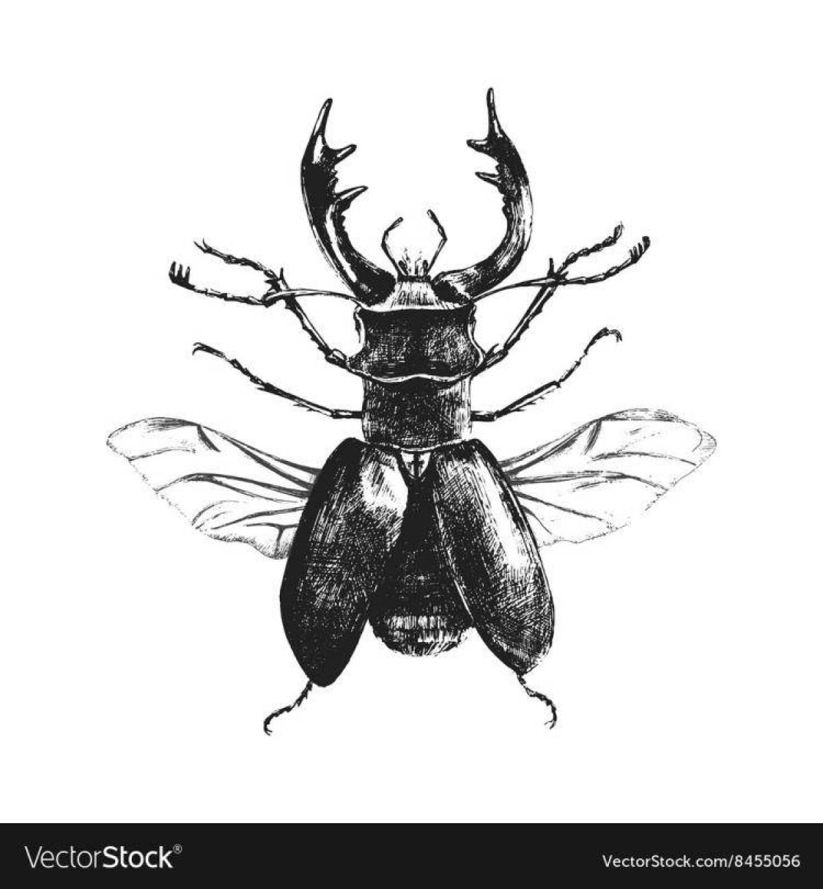 Stag beetle glitter coloring book