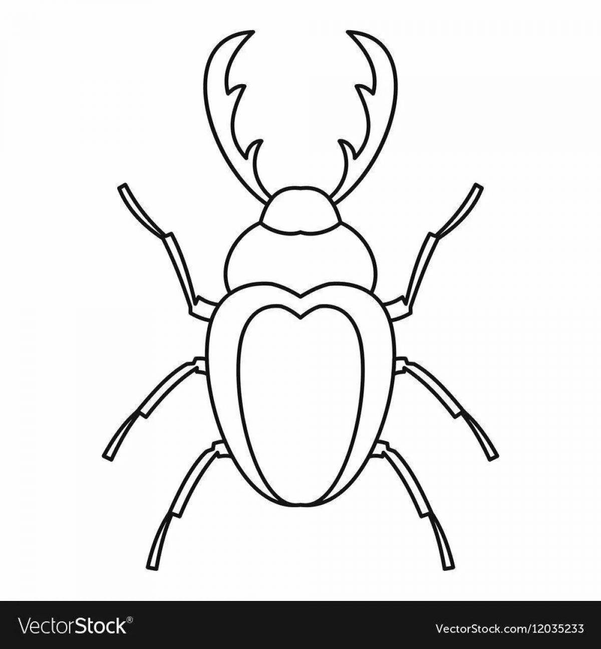 Colorful stag beetle coloring book
