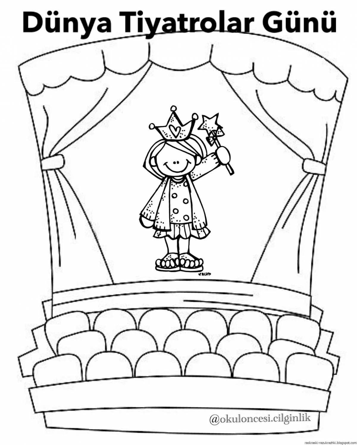 Adorable puppet theater coloring page