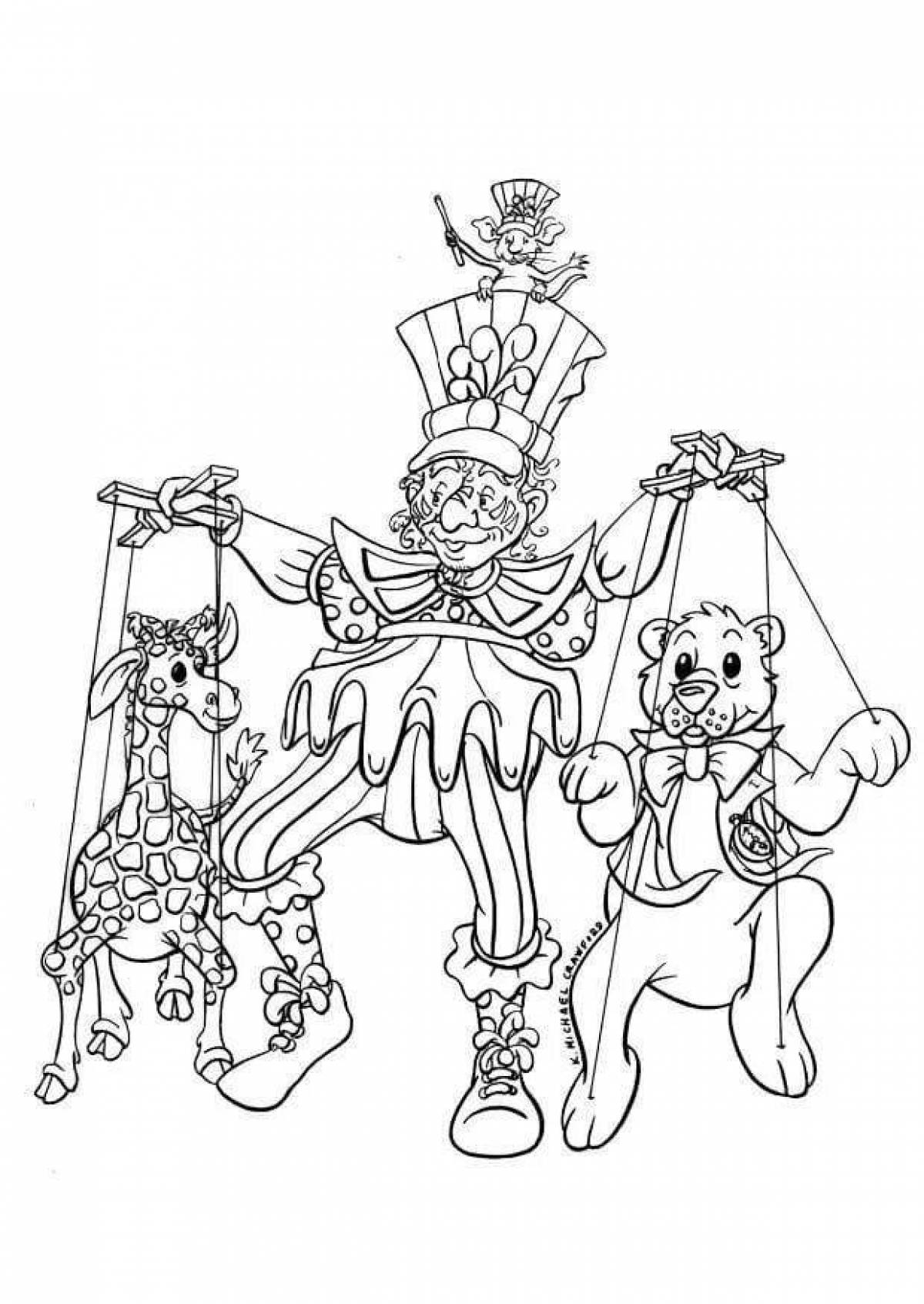 Coloring page luminous puppet theater