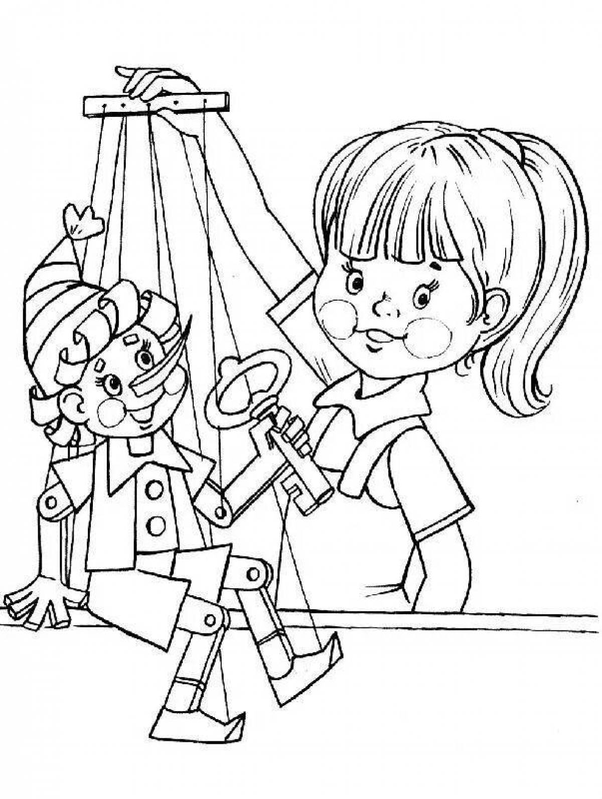 Coloring page shiny puppet theater