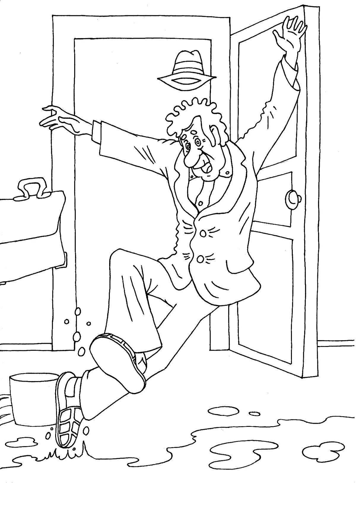 Coloring page of wasted time - mournful