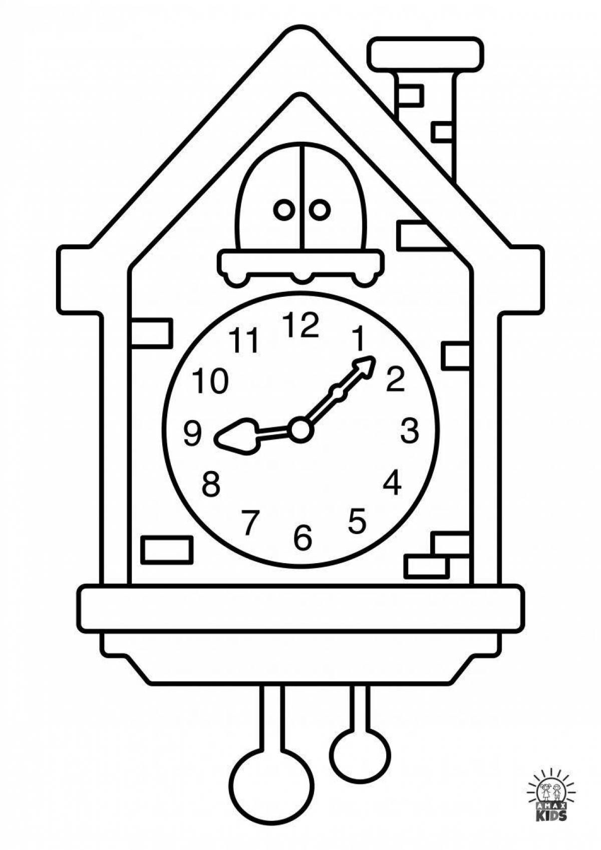 Delightful cuckoo clock coloring book