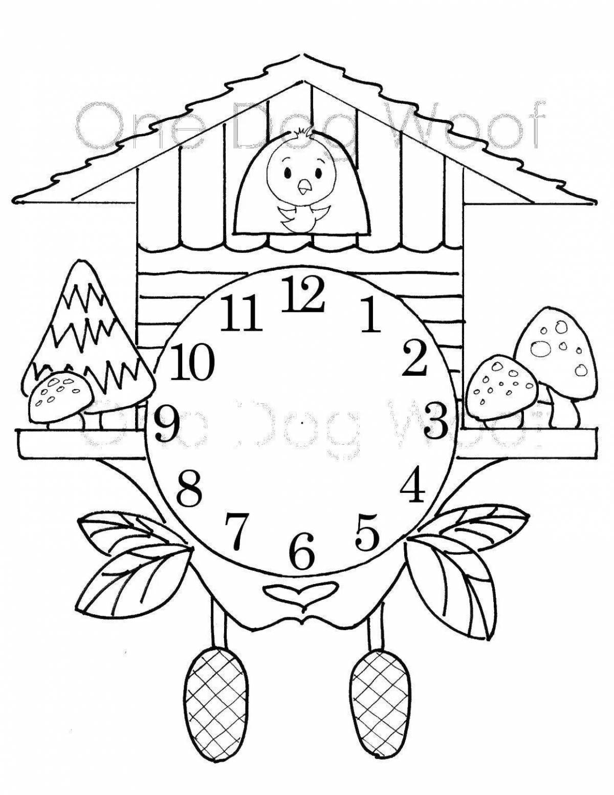 Coloring page happy cuckoo clock