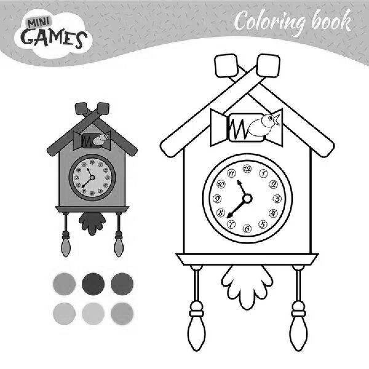 Fancy cuckoo clock coloring page