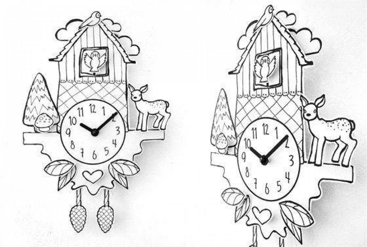 Coloring page gorgeous cuckoo clock