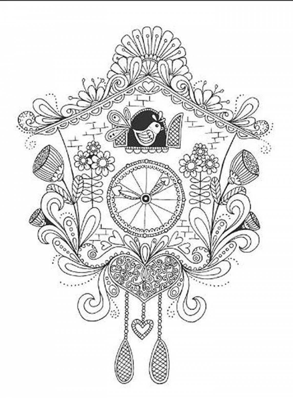 Fairy cuckoo clock coloring page