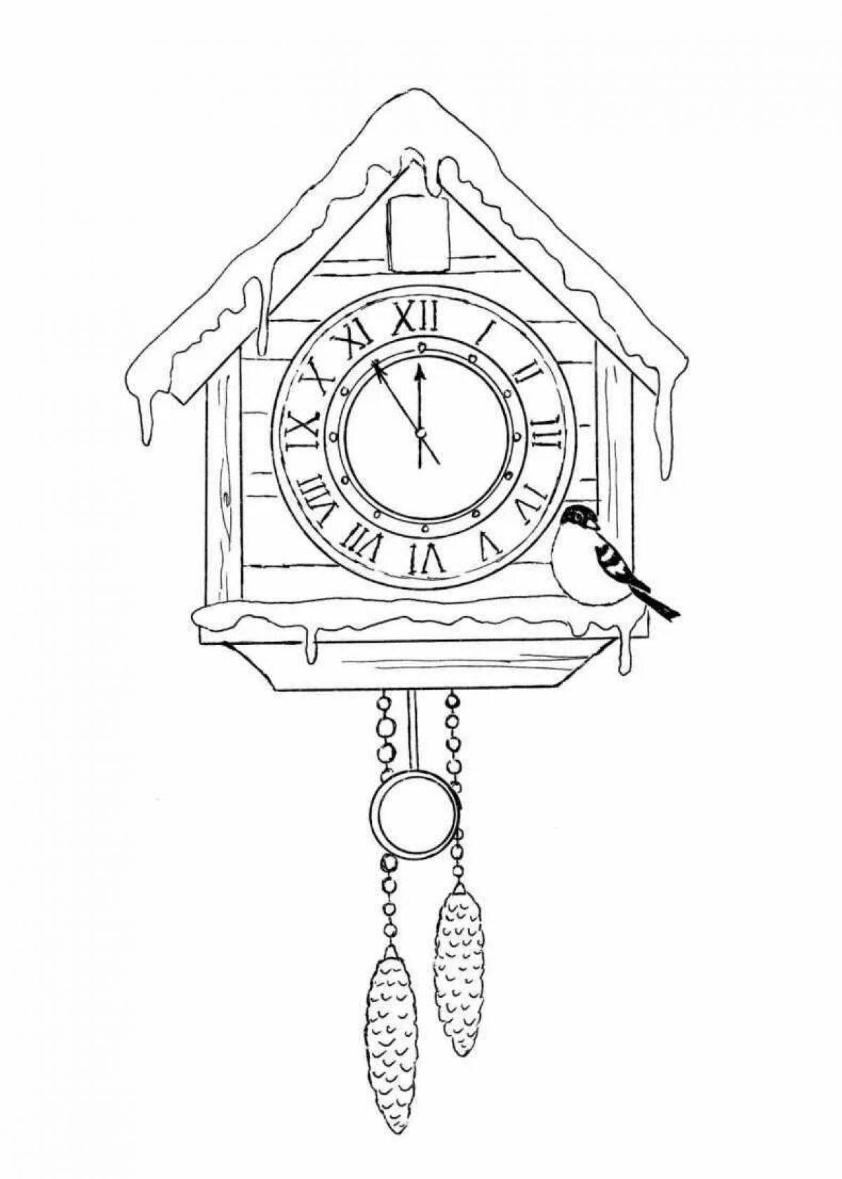 Coloring page elegant cuckoo clock