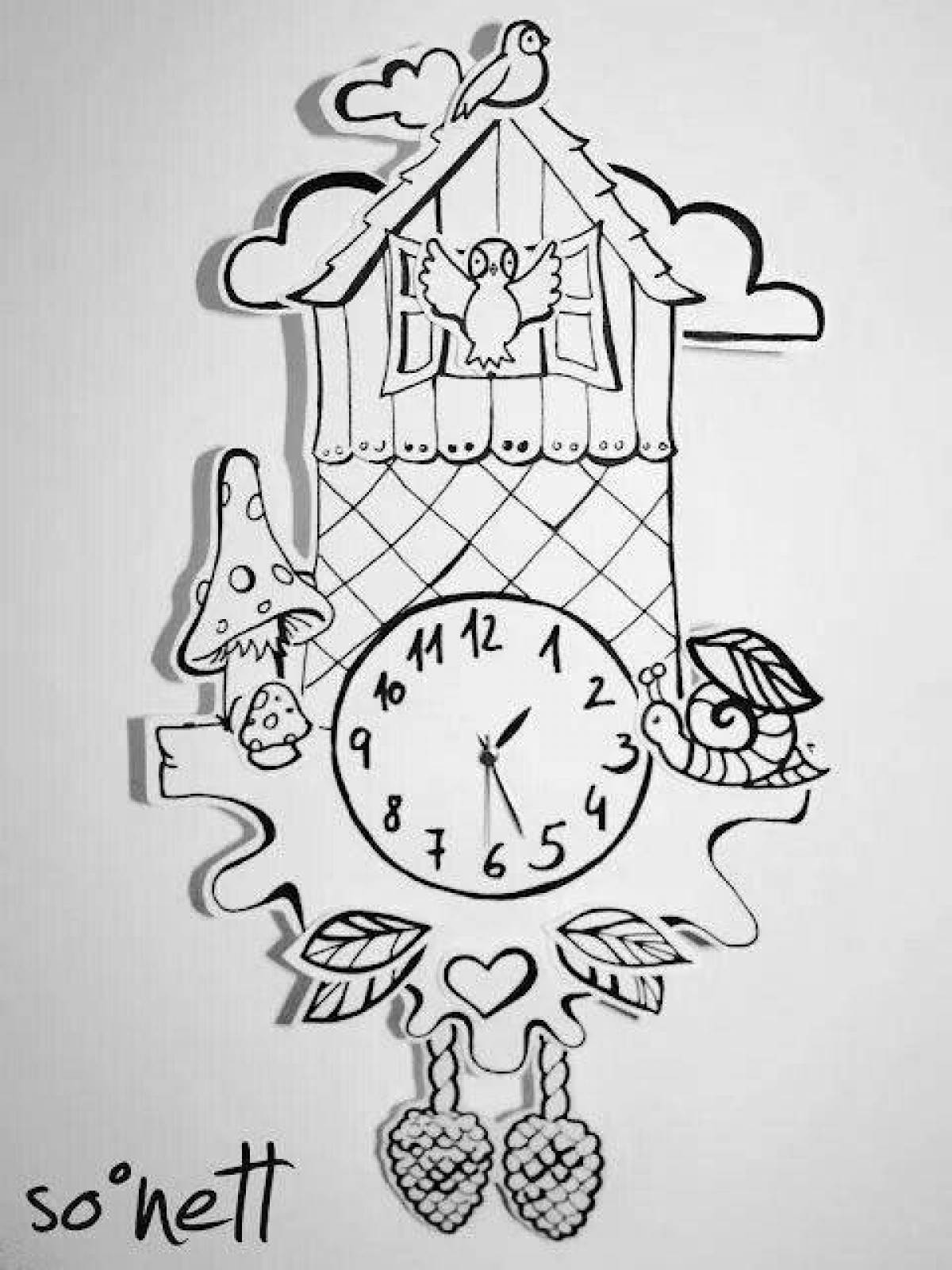 Coloring page wild cuckoo clock