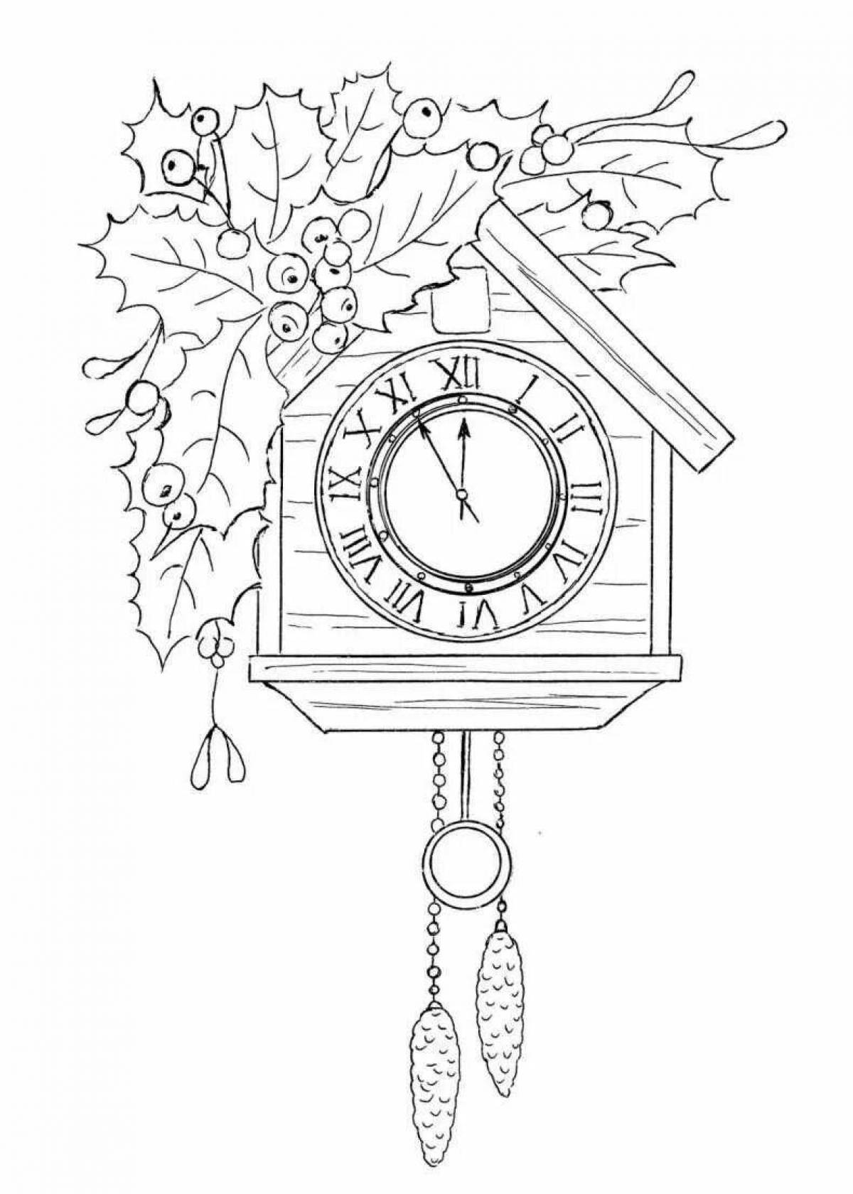Coloring page dazzling cuckoo clock