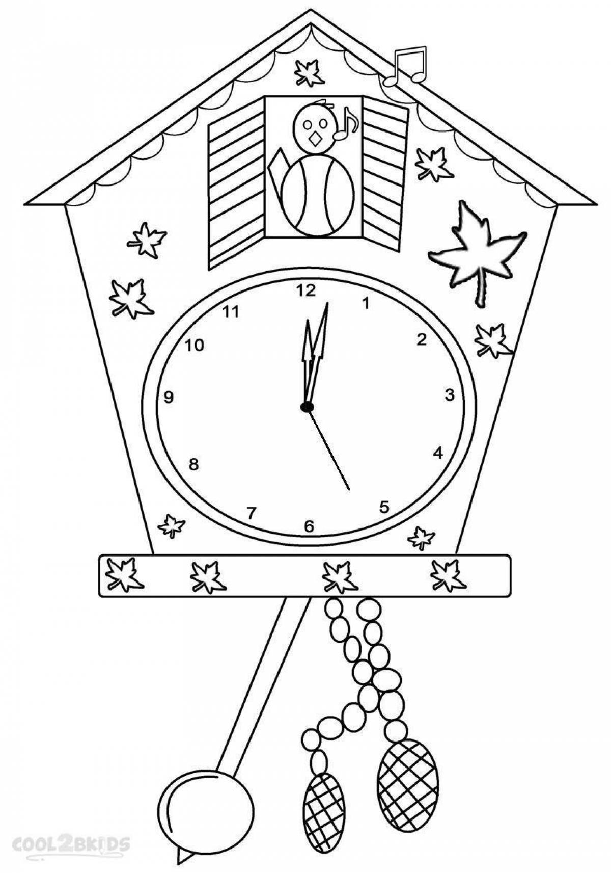 Coloring page luxury cuckoo clock