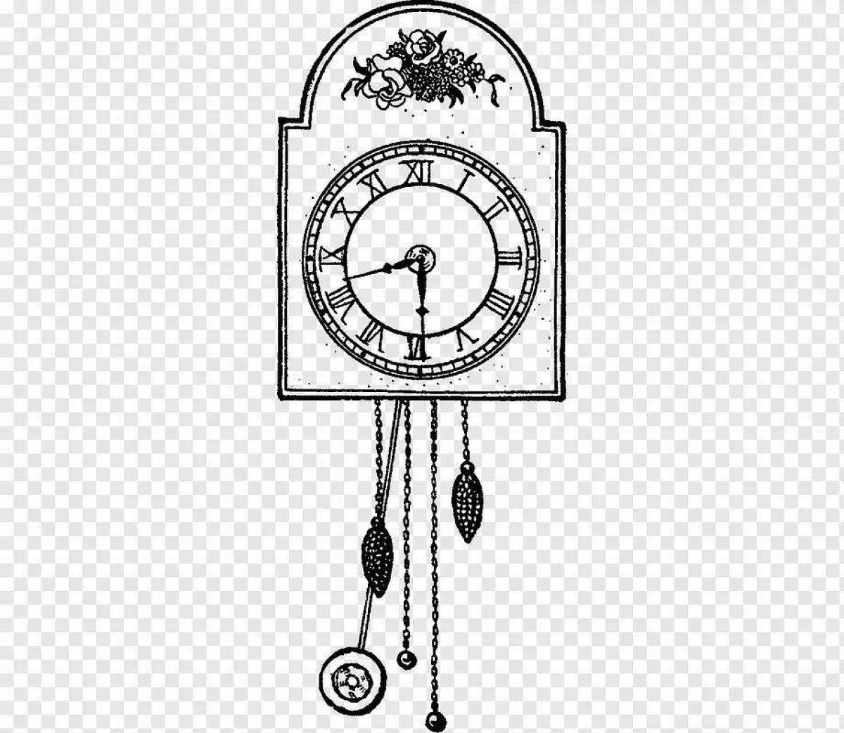Раскраска величественные часы с кукушкой