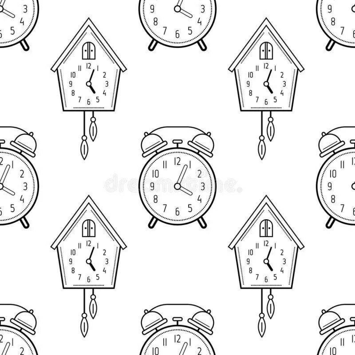 Раскраска Раскраска безмятежные часы с кукушкой
