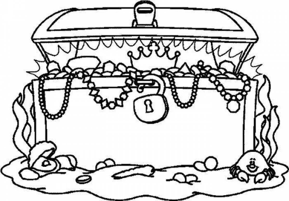 Glowing treasure chest coloring page
