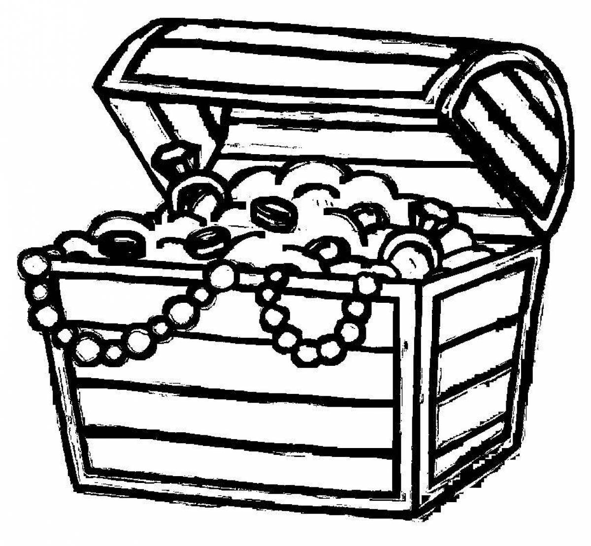 Shining treasure chest coloring page